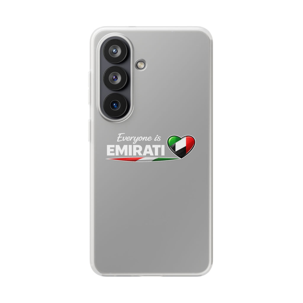 Emirati Love Phone Case – “Everyone is EMIRATI” Clear Flexi Case with UAE Flag Heart