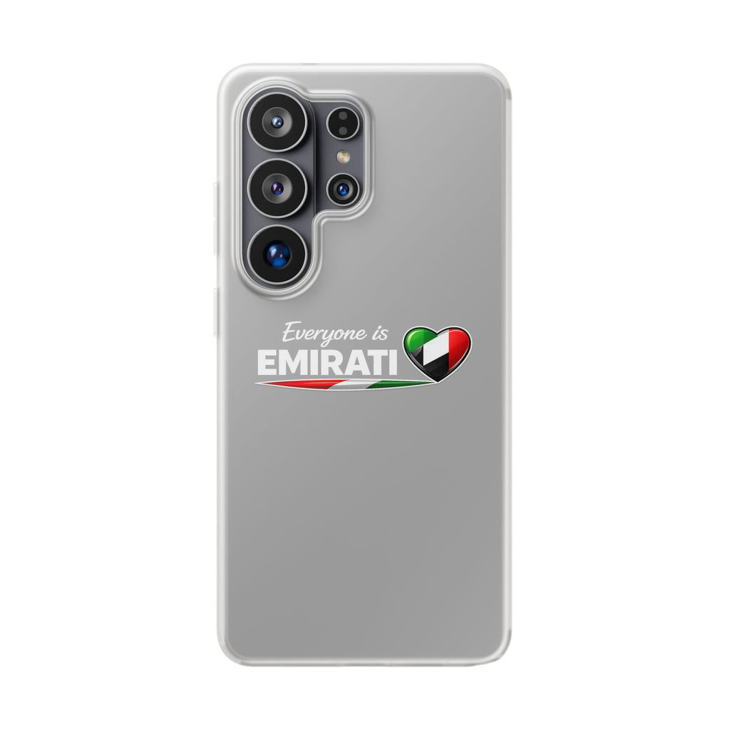 Emirati Love Phone Case – “Everyone is EMIRATI” Clear Flexi Case with UAE Flag Heart