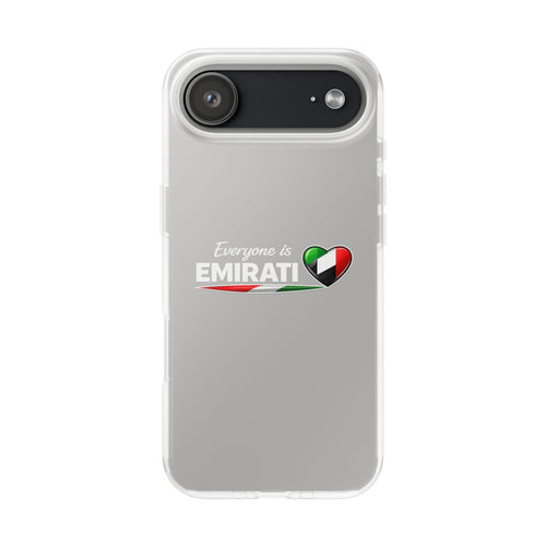 Emirati Love Phone Case – “Everyone is EMIRATI” Clear Flexi Case with UAE Flag Heart