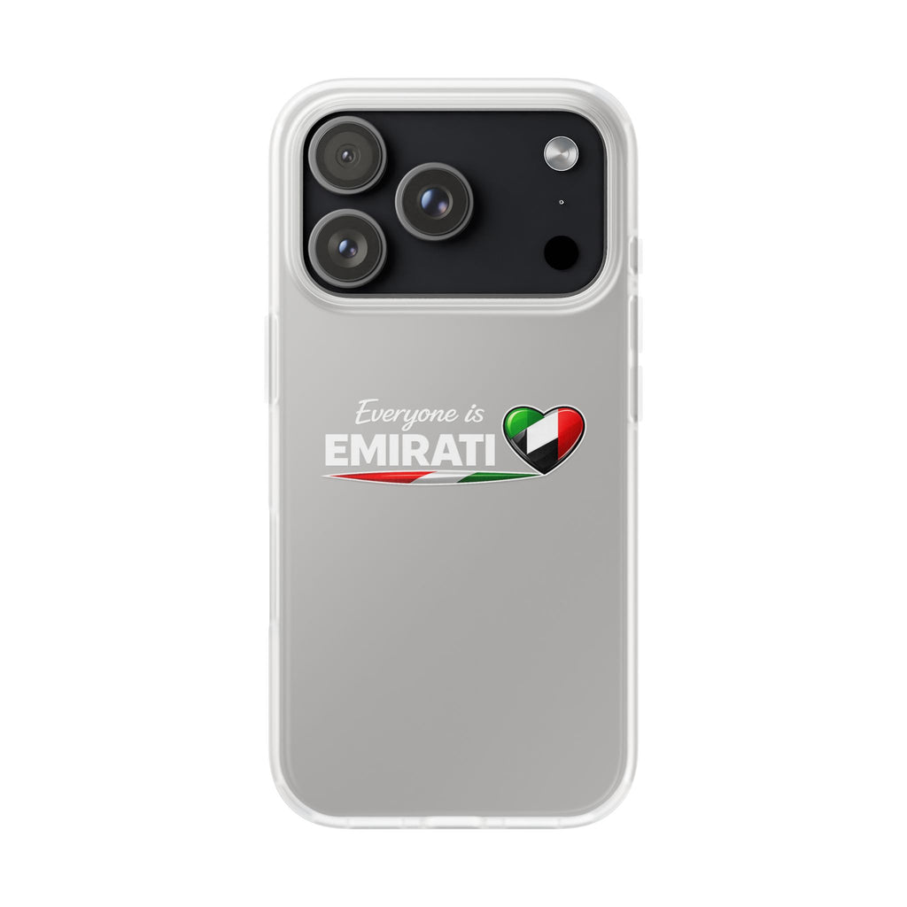 Emirati Love Phone Case – “Everyone is EMIRATI” Clear Flexi Case with UAE Flag Heart